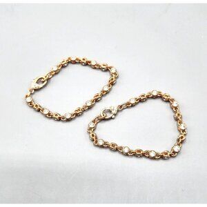 Rose Gold Tone Matching 925 Silver Bracelets Cubic Zirconia Thailand Lot of 2